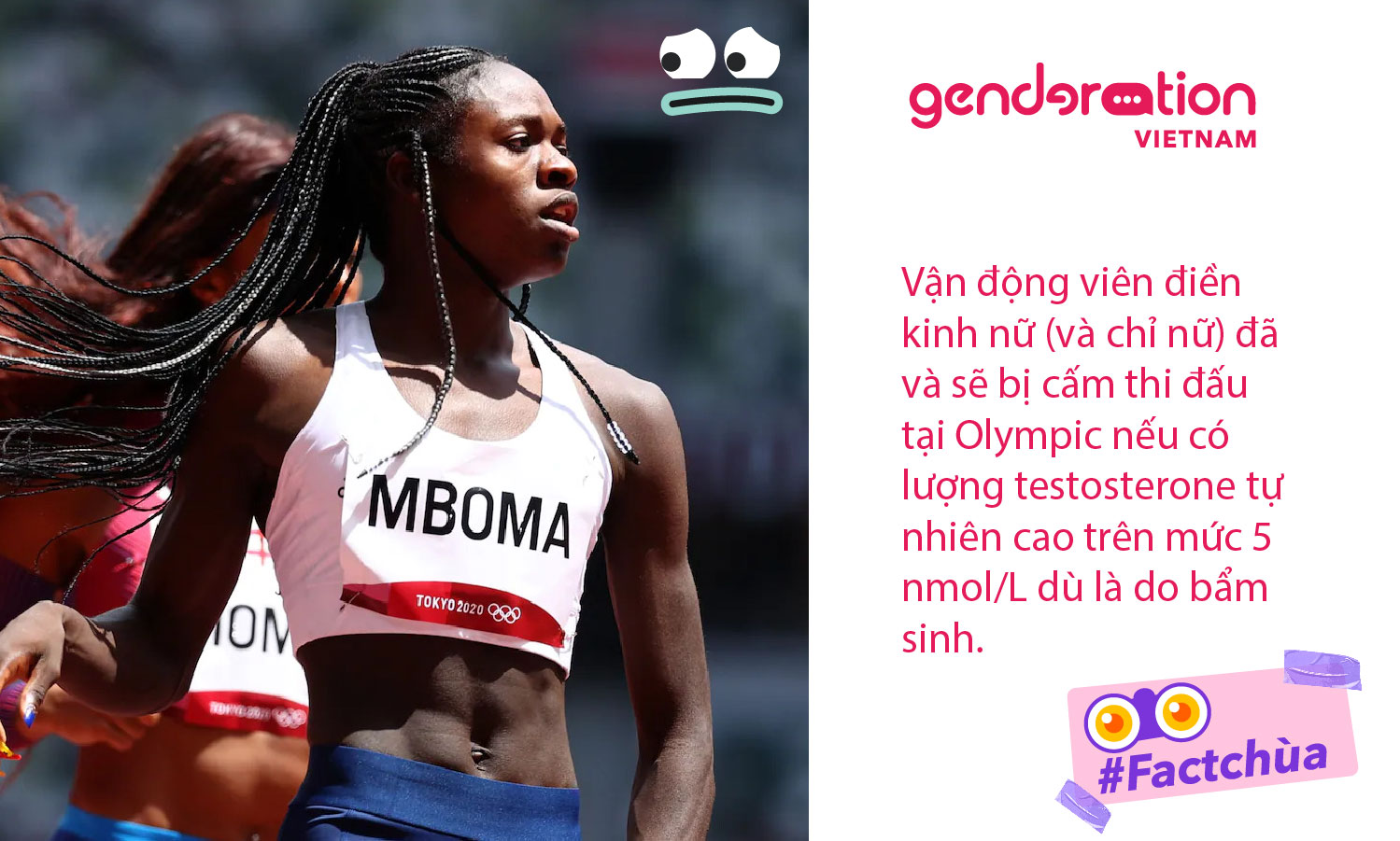 Read more about the article Fact: Vận động viên điền kinh nữ (và chỉ nữ) đã và sẽ bị cấm thi đấu tại Olympic nếu có lượng testosterone tự nhiên cao trên mức 5 nmol/L dù là do bẩm sinh.